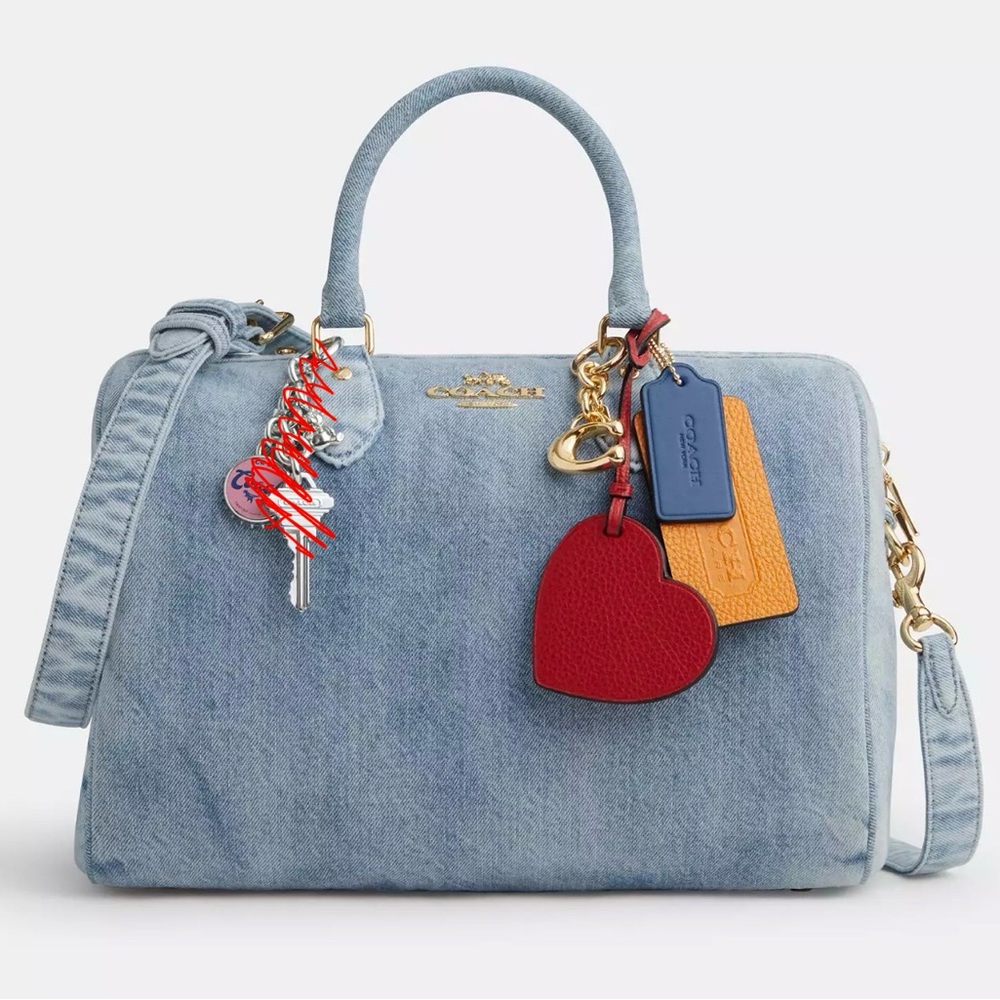 Coach Rowan Large Satchel Bag In Loved Denim